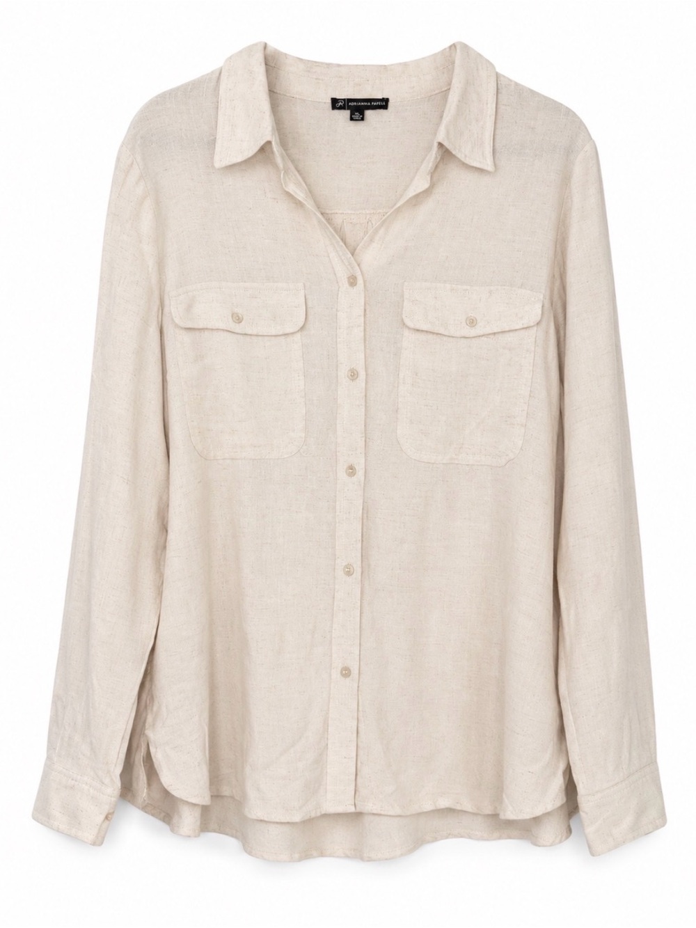 Adrianna Papell Neutral Beige Linen-Blend Top Size XL